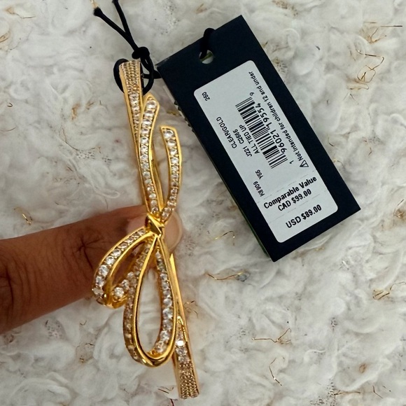 Kate Spade All Tied Up Pave Bangle Gold Crystal Bow Bracelet - Picture 5 of 7